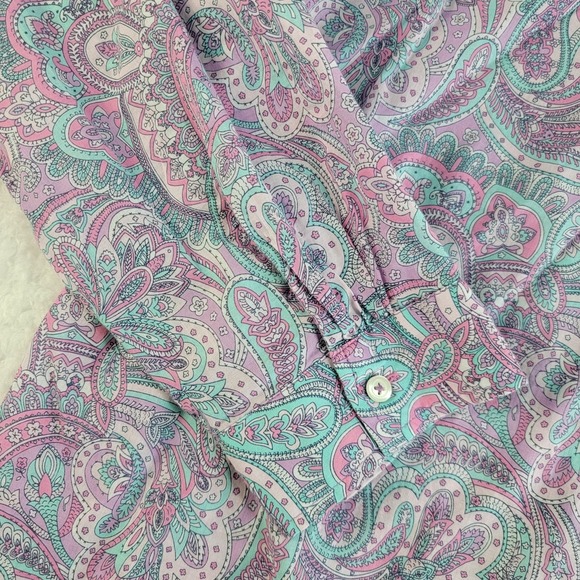 Talbots Top Womens‎ XL Petite Multicolor Floral Paisley Peasant Lightweight BOHO - Picture 9 of 12
